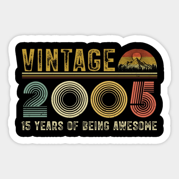 Vintage 2005 15th Birthday 15 Years Old Awesome Since 2005 Sticker by Harle